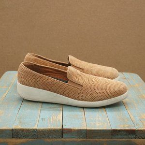 Fitflop Womens F Pop Skate Slip On Shoes Size 8 Brown Suede Perforated C27-017